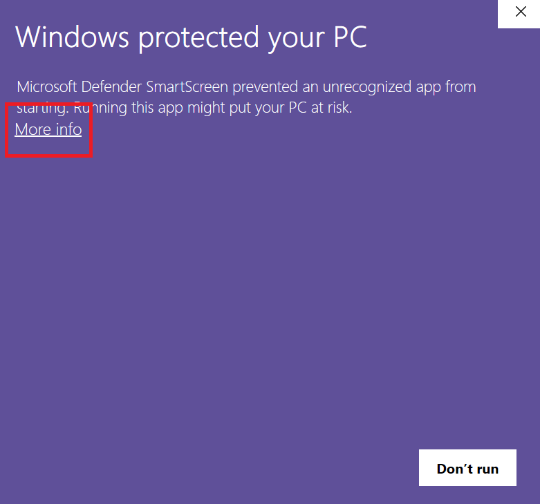 Windows SmartScreen – Plus d'informations