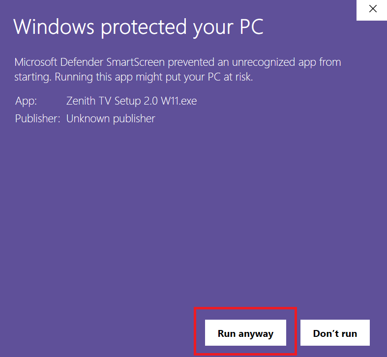 Windows SmartScreen – Exécuter quand même