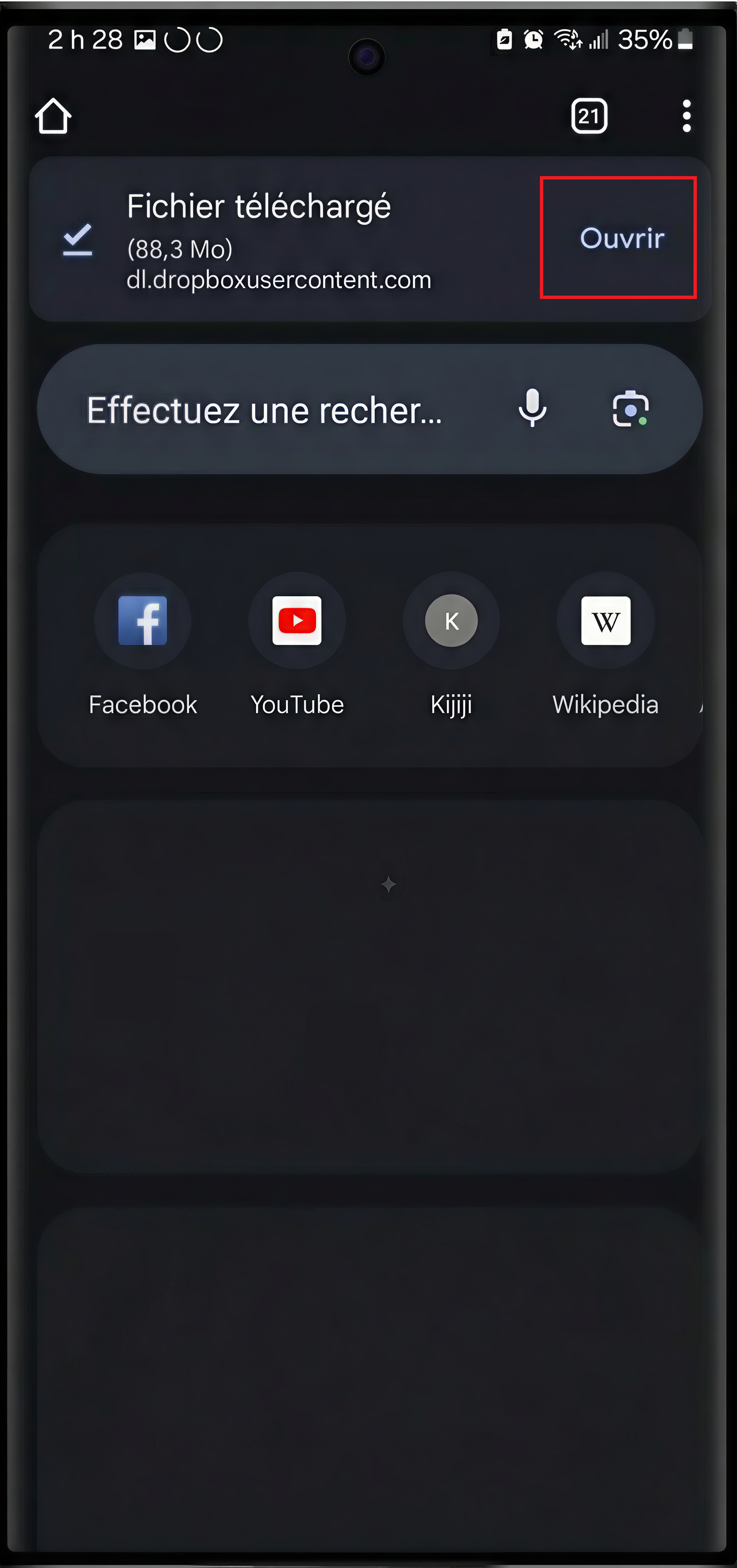 Android – fichier téléchargé (Ouvrir)