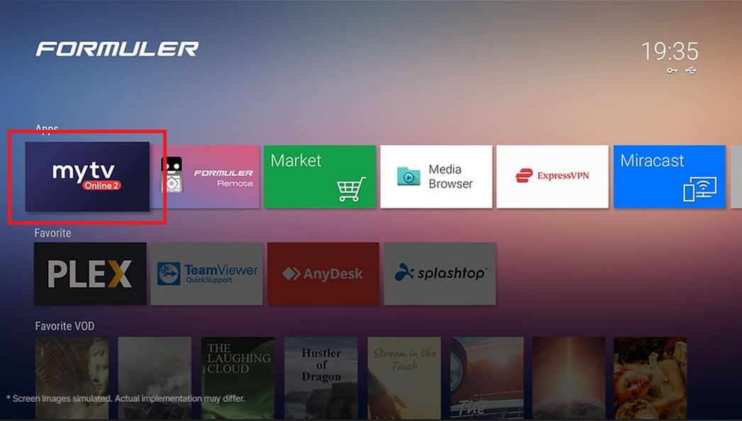 Écran d'accueil Formuler – MyTV Online