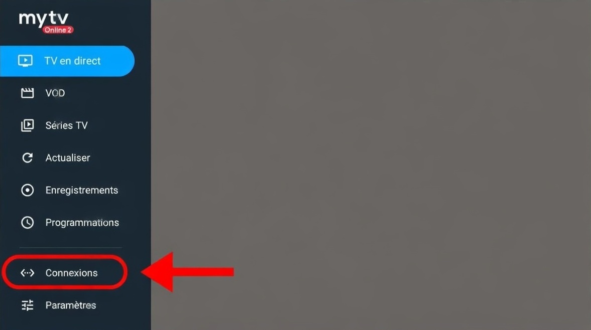 Menu MyTV Online – Section Connexions