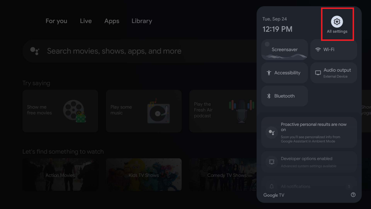Google TV – All settings