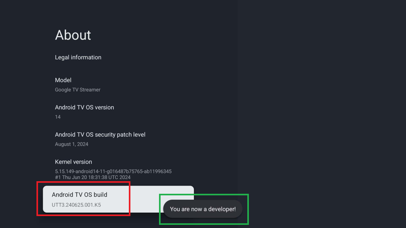 Activer le mode développeur (tap 7 fois)