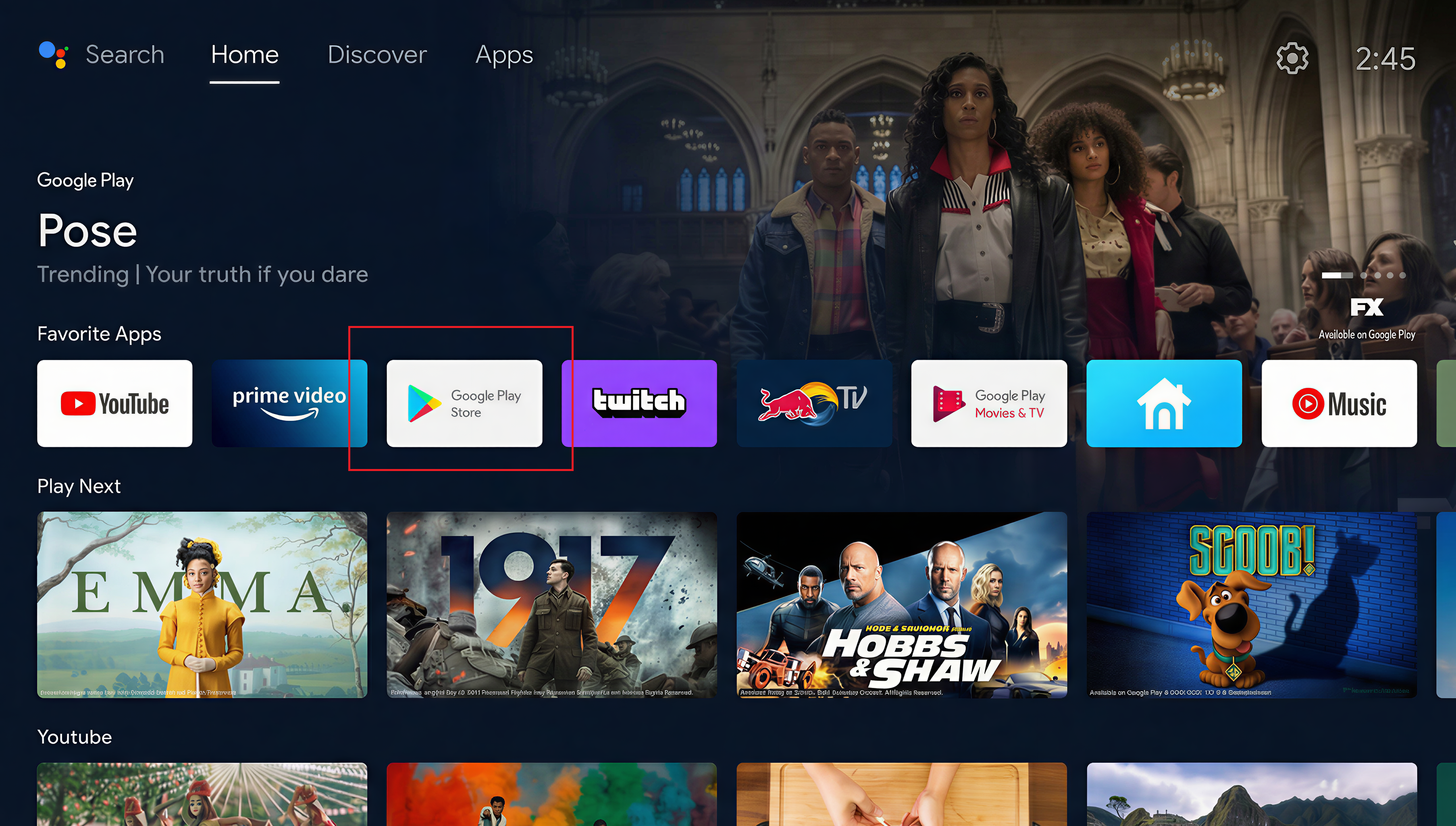 Chromecast / Google TV – Accueil / Apps