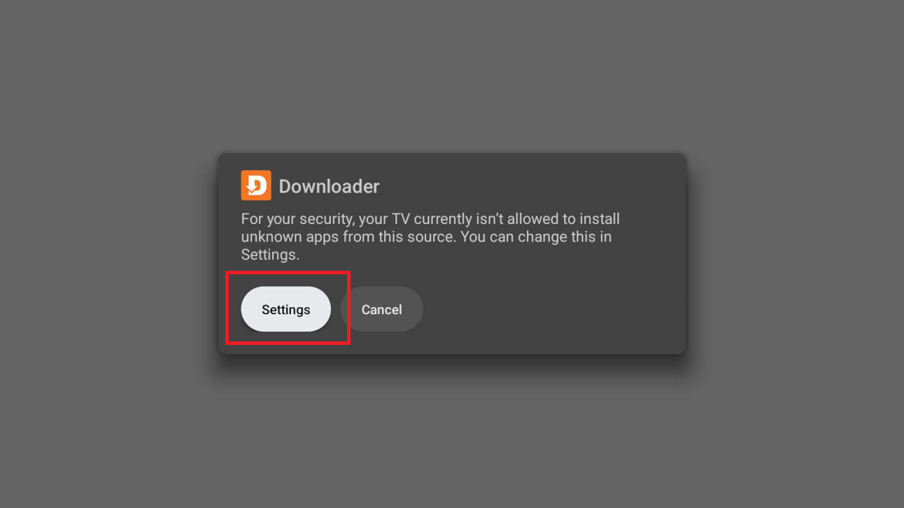Blocage installation – bouton Settings