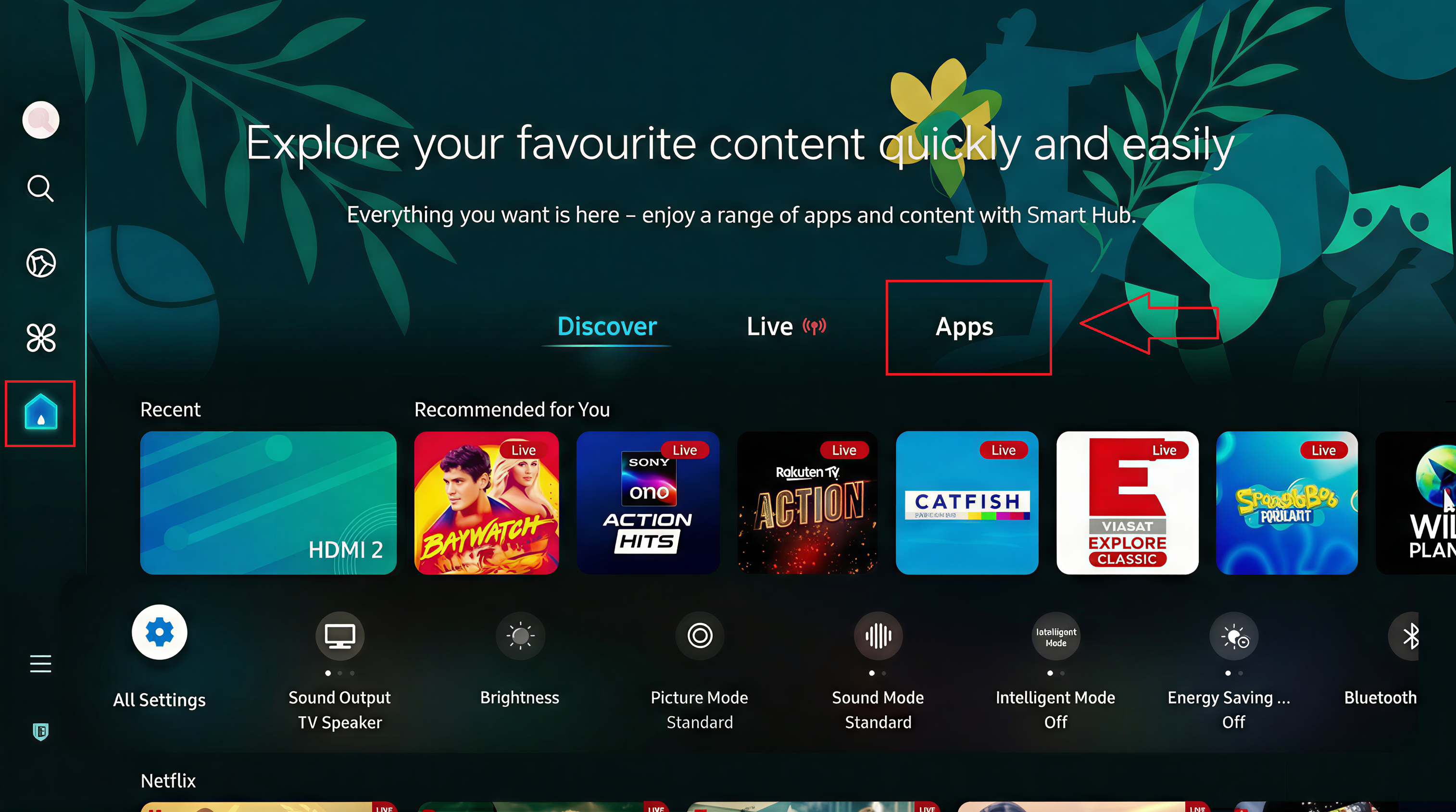Smart TV – Menu applications