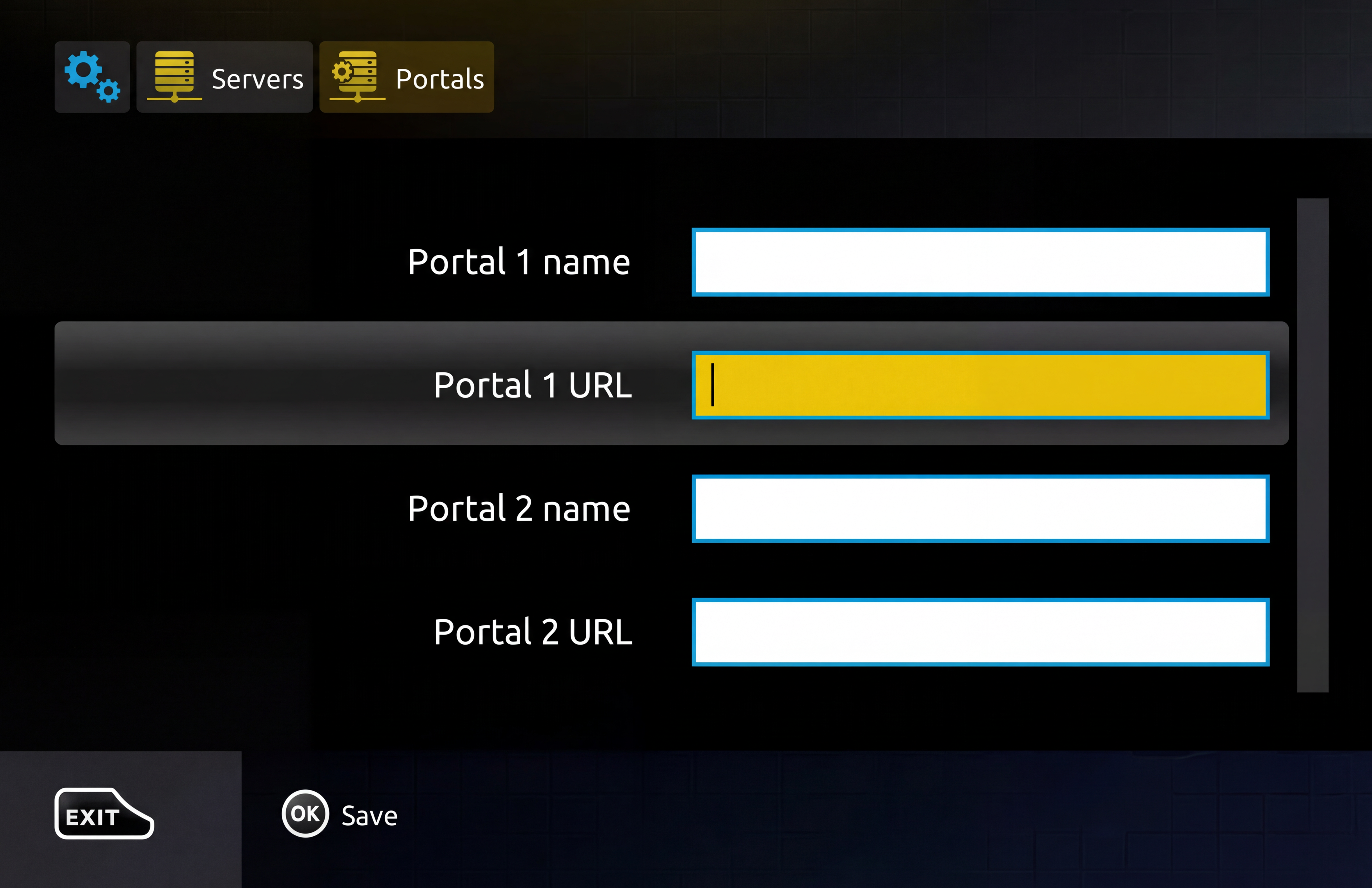 MAG – Portals → Portal 1 name / Portal 1 URL
